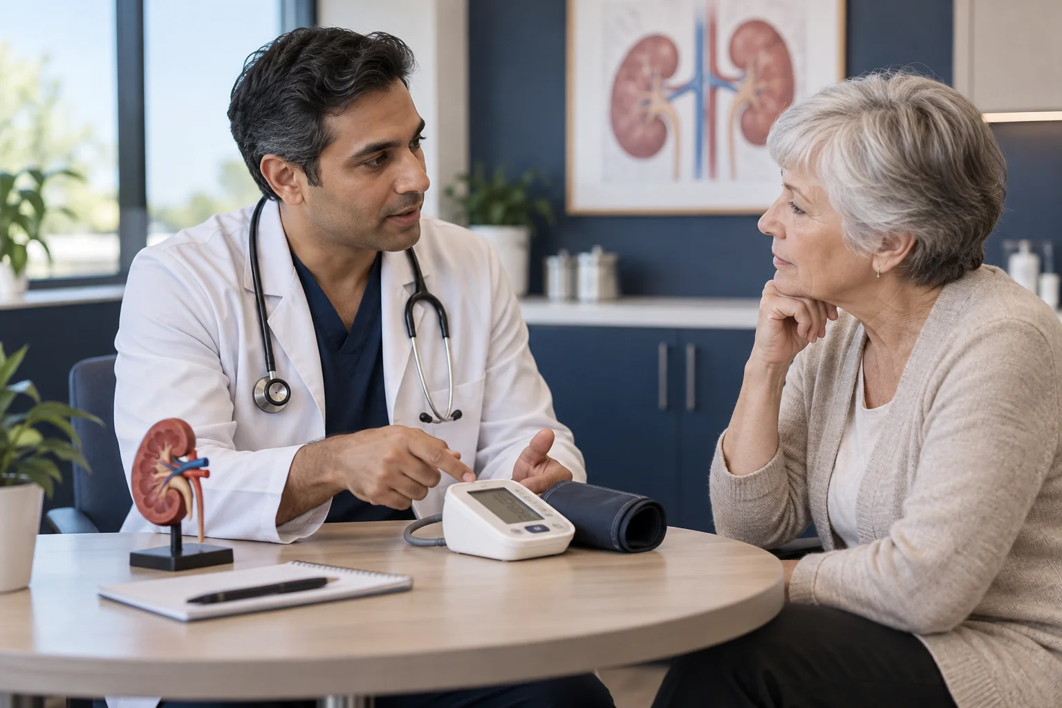 Nephrology clinicians and billing specialists reviewing the specialty-specific revenue workflow